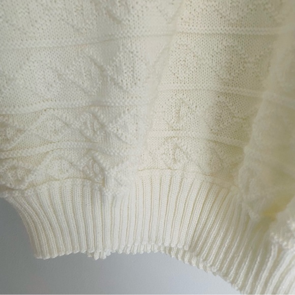 Vintage 70s 80s LAUREN KNITWEAR CORP Cream White Cable Knit Sweater - Picture 9 of 16